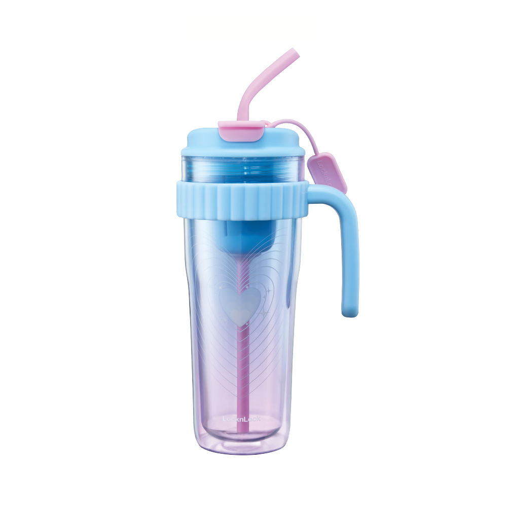 Ly Nhựa 2 Lớp LocknLock Kèm Ống Hút Spring Double Wall Cold Cup 890ml - 3 Màu (Xanh, Xanh Da Trời, Hồng) - HAP538, , large image number 4